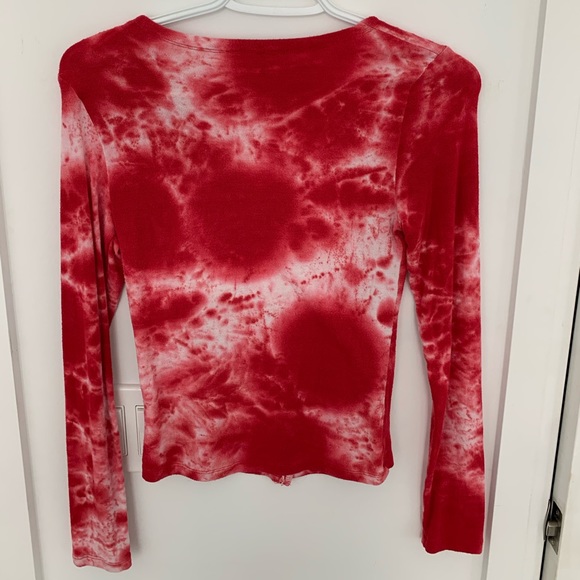 Long sleeves red tie-dye shirt - Picture 2 of 2